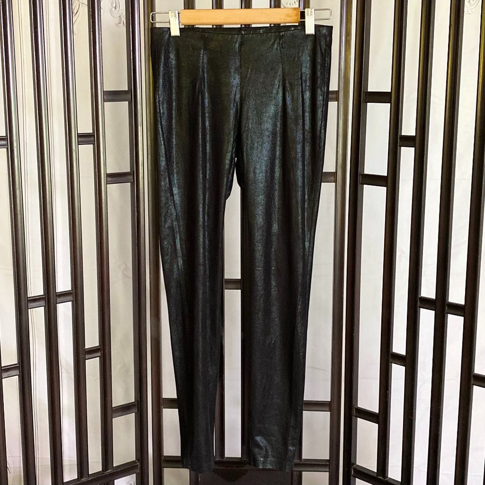 Hue Black Faux Suede Metallic Leggings S
